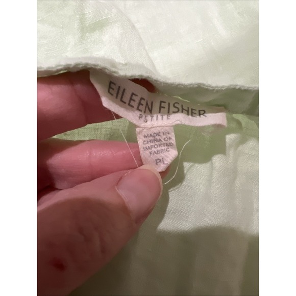 Eileen Fisher Lime Green Irish Linen Top Peasant Lagenlook Beach Coastal - Picture 3 of 6